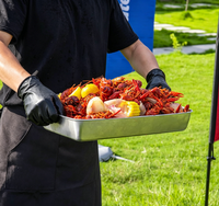 Olla para cocinar mariscos de 60 qt con quemador de propano, 110 000 BTU, aluminio, regulador de 10 PSI, tapa para olla, para cocinar al aire libre, cangrejos de río y camarones