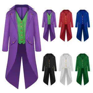 Renaissance Steampunk Tailcoat Halloween Costumes for Boys Medieval Pirate Vampire Victorian Jacket Frock Coat Kids school play