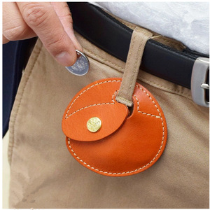Japanese-style round waist-hanging leather coin <b>purse</b>, orange-shaped coin holder, game coin storage waist bag, gold coin - Product Image 1