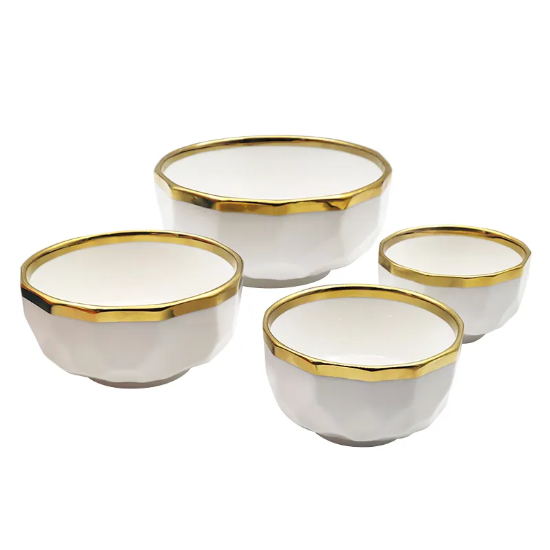 Decoração De Casamento & Suprimentos Alta Qualidade Cerâmica Ouro Luxo Servir Tigela Irregular Arroz Frutas Salada Tigelas Set