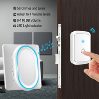 Sonnette électronique sans fil Daytech, bouton extérieur étanche, lumière LED, rappel sonore, sonnette de porte, réception de signal longue portée