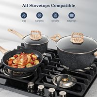 Vente en gros et personnalisation d'usine : Batteries de cuisine modernes en aluminium, casseroles et poêles antiadhésives en marbre compatibles induction