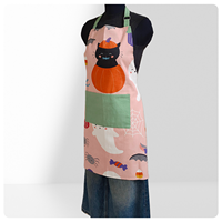Tablier de protection à suspendre autour du cou pour adulte, réutilisable, anti-salissures, en tissu de coton, pour le nettoyage domestique, motif café, lait, thé, dessin animé
