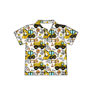 Camiseta de manga corta para bebé niño con estampado de excavadora azul personalizado SR4182, ropa de verano para niño. - Product Image 3