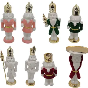 Christmas isolated electroplated Christmas porcelain ornaments Nutcracker soldier ornaments ceramic Christmas decoration