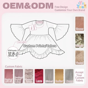 Vestidos de Fiesta Rojos OEM/ODM para Niñas de 10 Años, Manga <span class=keywords><strong>Media</strong></span> Campana, Dobladillo con Volantes Ondulados, Vestidos de Comunión, Colores <span class=keywords><strong>y</strong></span> Estampados Personalizados - Product Image 2