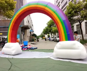 Arco-íris inflável para portão, acabamento de porta de casamento para eventos ao ar livre