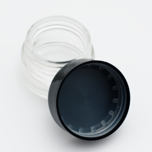 Cannacoast Premium Oil Container Mini Square Clear Glass Custom Color Logo 5g/10g/20g/30g/50g Flor de tapa de plástico resistente a los niños - Product Image 2