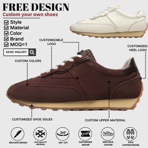 Zapatillas <span class=keywords><strong>Retro</strong></span> de Cuero Genuino para Hombre y Mujer, Suela de Goma Gruesa, Calzado Casual Urbano, Logotipo Personalizado OEM - Product Image 2