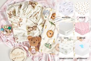 Factory Wholesale <b>Muslin</b> Crib Silk Sheets for Baby Girl Boy Neutral Soft Cotton Baby Sheet for 52''x28'' Standard Crib Mattress - Product Image 6