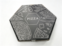 Kotak Pizza Heksagonal Bergelombang Cetak Kustom, Kardus Daur Ulang Food Grade, Logo Kustom, Kemasan Pizza Takeaway, OEM ODM