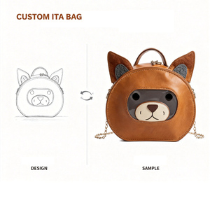 Bolso Bandolera de Cuero PU con Ventana Transparente para Exhibir Pins y Emblemas de Anime, Diseño Personalizado de Animales Adorables, Estilo Kawaii - Product Image 4
