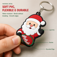 Porte-clés personnalisé Père Noël en PVC, OEM, Ho Ho Ho, en caoutchouc souple, pour Noël, cadeau de fête, vente en gros, fabricant en vrac
