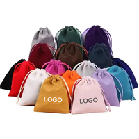 Récipient à bijoux en velours de coton en peluche imprimé avec logo personnalisé Emballage de cadeau en velours doux Pochette à cordon pour promotions de cadeaux