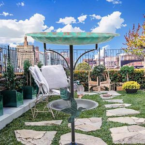 Mangeoire et abreuvoir sur pied pour oiseaux, 29,1 pouces, support en fer, cascade détachable, pour jardin extérieur, cour, terrasse, pont, diamètre 20 mm - Product Image 2