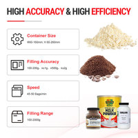 Machine de remplissage automatique de bouteilles de poudre à double station, de 100 g à 2 kg, pour poudre de lait, poudre de protéines, poudre de cacao