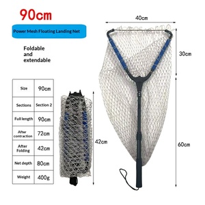 Épuisette flottante Luya en alliage d'aluminium télescopique portable pliable de conception triangulaire qui ne blesse pas les poissons, épuisette géante pour poissons - Product Image 5