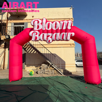 Arche publicitaire gonflable rose pour événements commerciaux en extérieur