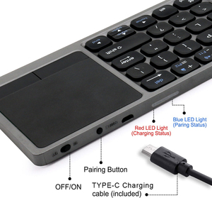 teclado inalámbrico para portatil novo sem fio dobrável teclados portátil mini teclado  teclado dobrável sem fio com touchpad - Product Image 2