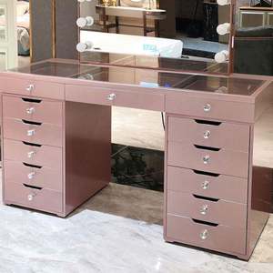 Modern Dresser with LED <b>Lamp</b> <b>Adjustable</b> Makeup Mirror Stool Hotel Apartment Bedroom Storage Furniture Wooden Drawer - Product Image 4