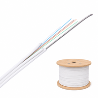 Kabel Fiber Drop FTTH 4 Core Tahan Cuaca GJYXCH Stok Tersedia, Dilengkapi Penyangga Logam, Dapat Menopang Sendiri, Putih/Hitam