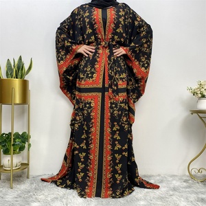 6337# Six Different Pattern Batwing Sleeves With Belt Prayer Women <b>Eid</b> Abaya <b>Dress</b> Muslim Islamic Kaftan Ramadan Clothing - Product Image 2