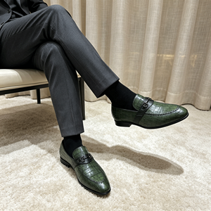 <span class=keywords><strong>Mocasines</strong></span> Premium Verdes con Estampado de Cocodrilo, Zapatos de Vestir Formales de Cuero Transpirables para Hombre, Zapatos Formales Casuales de Negocios - Product Image 5