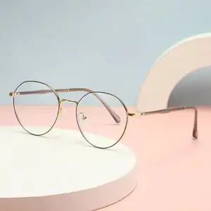 विंटेज दौर धातु फ्रेम कंप्यूटर Eyewear विरोधी नीले प्रकाश अवरुद्ध ऑप्टिकल चश्मा