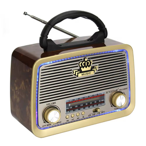 Radio rétro sans fil Bluetooth multi-bandes, haut-parleur multifonctionnel d'extérieur, radios classiques en bois, lecteur de cartes portable avec télécommande - Product Image 5
