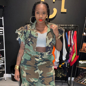Y0312 Vêtements pour femmes Nouvelle collection Automne 2025 Cardigan <span class=keywords><strong>camouflage</strong></span> à franges Chemise tendance streetwear - Product Image 1