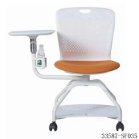 Chaise de formation en maille noire avec tablette d'écriture et accoudoirs, pieds en acier, chaise de bureau scolaire 33587-SF033A