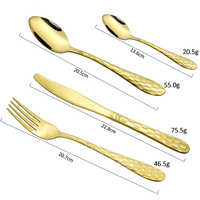 Vente en gros de couverts de restauration au design scandinave kit de couverts fourchette, couteau et cuillère en acier inoxydable doré pour mariage avec boîte-cadeau