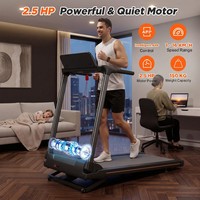 Caminadora Negra con Inclinación Automática de 1-15°, Quema 520 Kcal por Hora, Motor Silencioso de 2.5HP, Máquina de Ejercicio para el Hogar con Capacidad de 150KG