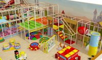 Parc de trampolines écologique de qualité supérieure avec structure de niveau château, piscine à balles, tunnel arc-en-ciel, toboggan rouge, aire de jeux intérieure commerciale