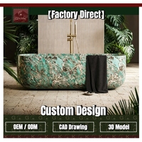 Muebles de Baño de Mármol Verde Amazon de Lujo GOLDKING, Grabado CNC, para Proyectos de Hoteles y Villas