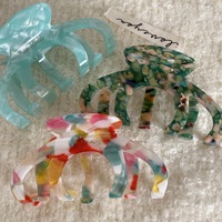 Pince à cheveux en acétate de poulpe français en gros, barrette motif marbre confettis écaille de tortue, pinces de luxe pour femmes