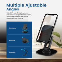 Soporte Multiángulo para Teléfono Celular con Base Metálica Giratoria de 360 Grados, Soporte Plegable para Teléfono Móvil y Tablet