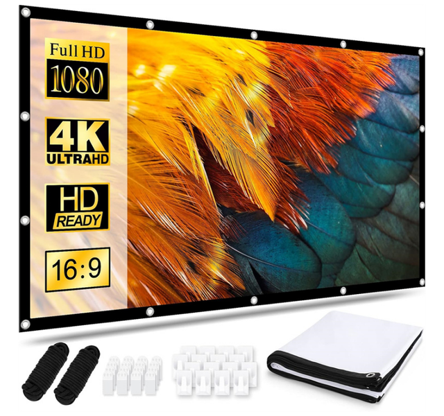 LeJiaDa Movie 120 Projector Screen 16:9 Foldable and Portable Double Sided Anti-Crease for Home Indoor Outdoor Projections