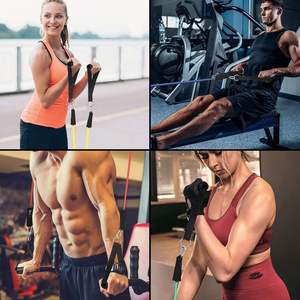 Tubes de résistance pour le fitness à 5 niveaux de couleur personnalisée pour hommes et femmes, avec poignées, sangles de <span class=keywords><strong>cheville</strong></span> et ancrage de porte. - Product Image 2