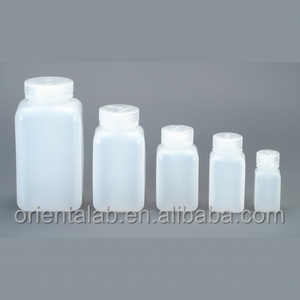 Botella transparente de plástico HDPE con tapa de rosca, botella de boca ancha cuadrada, 500ml, PP - Product Image 1