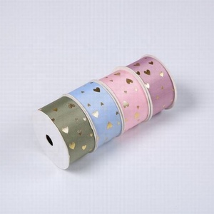 Campione Gratuito <span class=keywords><strong>Nastro</strong></span> Grosgrain da 1 Pollice (25mm) per San Valentino, con Cuori e Stampa Personalizzata in Lamina d'Oro, Design Esclusivo - Product Image 6