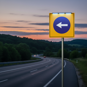 Reflective 90x90cm "Go Left" <b>Roadway</b> Sign for <b>Safety</b>-Solar & LED - Product Image 5