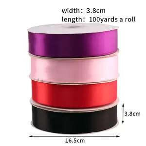 Satin Ribbon Wholesale For Packing 100% Polyester In Stock 4cm RIBBONS Custom Printed Ribbon