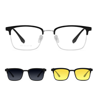 Lunettes de soleil polarisées trois-en-un pour la conduite, avec monture complète et plaquettes nasales magnétiques, pour myopes (modèle 1803)