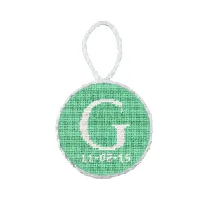 Factory Direct Supply Personalized 2023 Wholesale Letter With Date Mint Needlepoint Christmas Ornament Suppliers Wholesaler