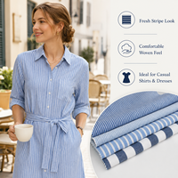Tissu en poly-coton TC à rayures aspect lin, teint en fil, personnalisé en usine CEDL, à bas prix