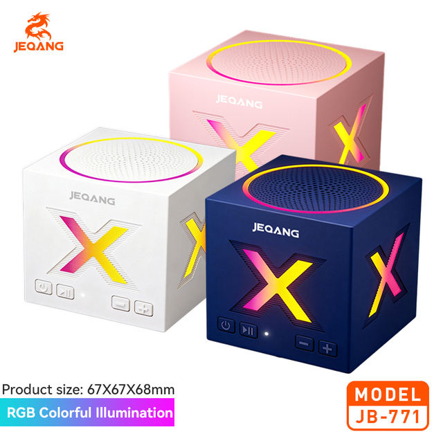 JB-771 Portable X-shaped Square Plastic for V5.3 Aux RGB Wireless Speaker with Built-in Mic and 3-5 Hours Playtime