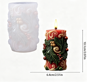 Moules en silicone personnalisés pour bougies cylindriques de Noël en relief 3D, Père Noël, Bonhomme de neige, baies de <span class=keywords><strong>houx</strong></span>, moules à bougies en résine, OEM ODM, vente en gros - Product Image 4