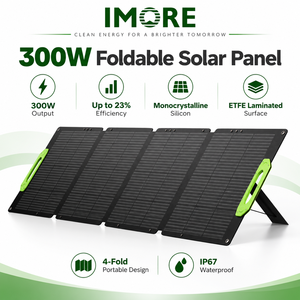 Panneau solaire pliable 300W avec connecteurs MC4, efficacité 23%, ETFE IP67 pour stations d'alimentation portables, camping, camping-car et utilisation en extérieur - Product Image 1