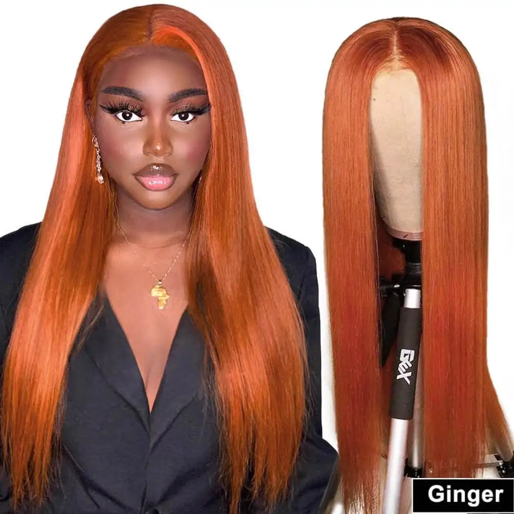 #350 रंग विग Preplucked मानव बाल फीता सामने Wigs अदरक नारंगी 13x4 13x6 फीता ललाट घुंघराले फीता ललाट Wigs 180% घनत्व
